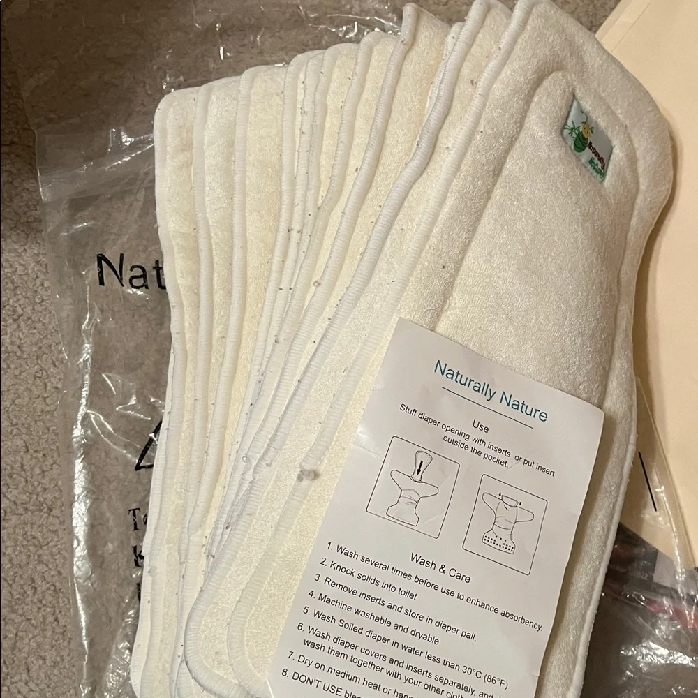 Naturally Nature set of 12 reusable diaper inserts most unused all washed, clean